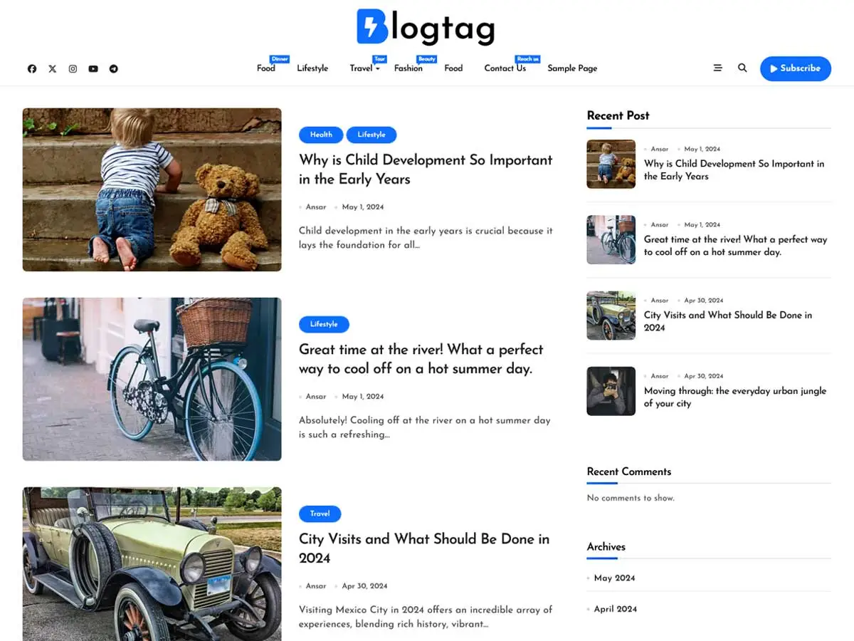 Blogtag Free Blog WordPress Theme