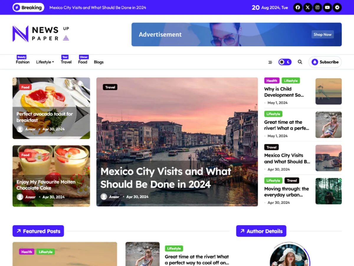 Newspaperup: The Free Magazine & Blog WordPress Theme